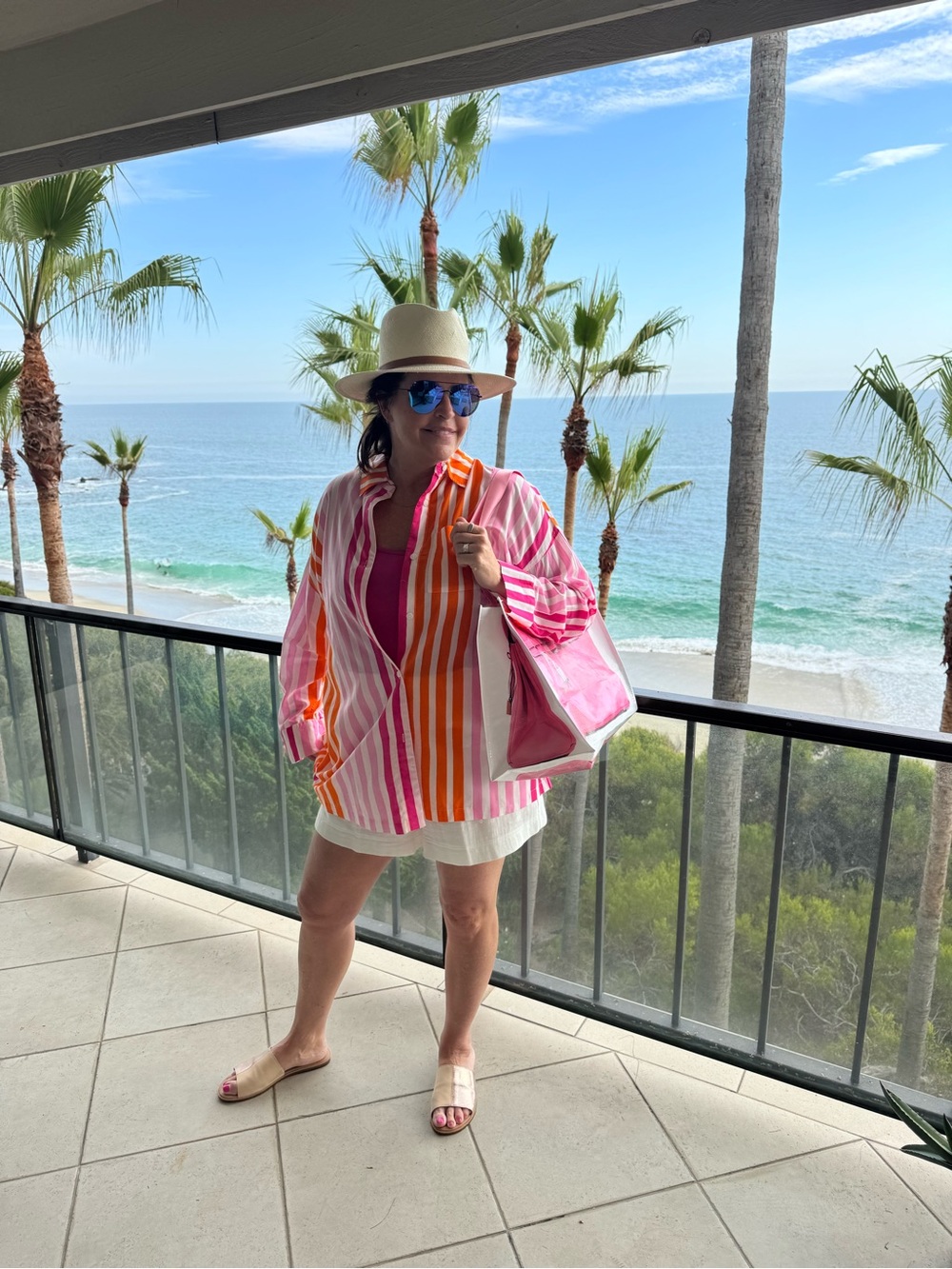 Beach Riot Alexa Top Sunset Stripe Button Down Shirt M Resort Cover Up - Picture 2 of 11